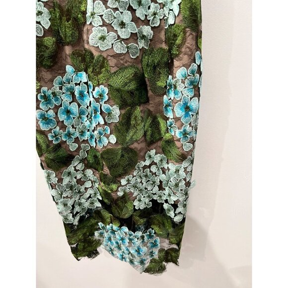 New Bronx and Banco Size US 4 Embroidery Cocktail Dress Hydrangea Blue/Green - Picture 14 of 14